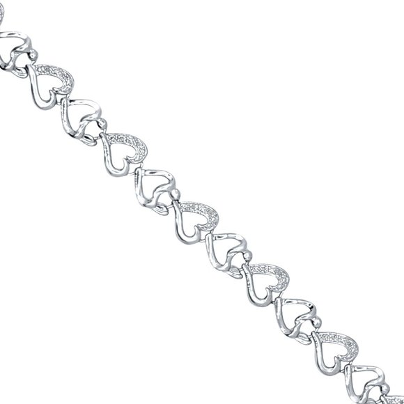 Maulijewels Mother & Child 0.10 Ct Diamond 925 Sterling Silver Linked Bracelet - Picture 3 of 7